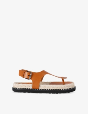Castaã±er Womens Castaner Tokio Leather Thong Sandals In Brown