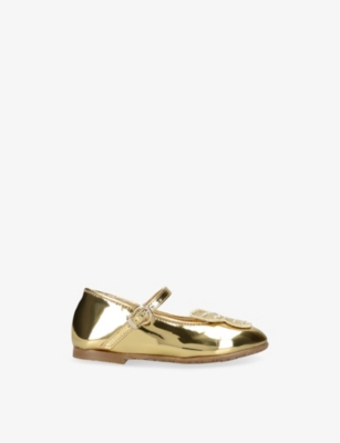 SOPHIA WEBSTER: Kids’ Butterfly-Embroidered Metallic-Leather Mary Jane Flats