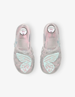 Sophia Webster Lver Kids' Butterfly-embroidered Pvc Caged Sandals Eur 21 /5 Uk In Silver