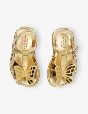 SOPHIA WEBSTER: Kids' Celeste Butterfly-Embellished Metallic-Leather Sandals
