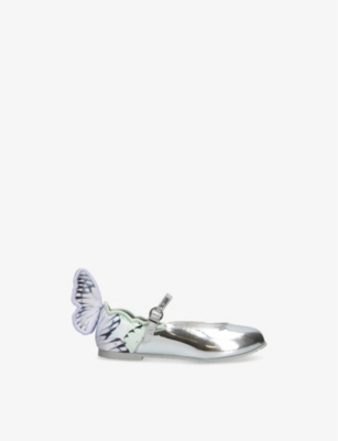 SOPHIA WEBSTER: Baby Chiara Flat Butterfly-Embellished Leather Pumps