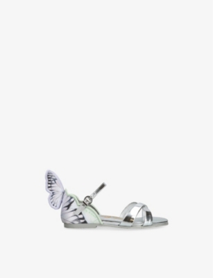 SOPHIA WEBSTER: Baby Chiara Flat Butterfly-Embellished Leather Sandals