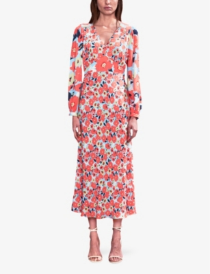 RO&ZO: Floral-Print V-Neck Woven Midi Dress