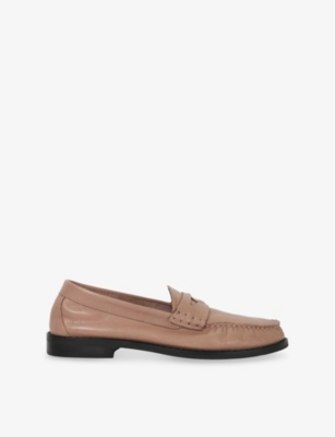 Dune Womens  Gilmour Penny-embellished Leather Loafers In Taupe Leather