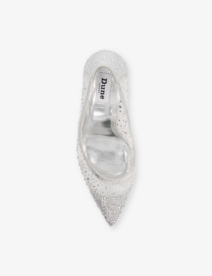 DUNE WOMENS SILVER SYNTHETIC BRIGHTEST DIAMANTÉ MESH COURT HEELS EUR 36 / 3 UK