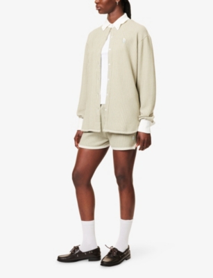 BARRIE: Oxford Stripe Long-Sleeve Cashmere-Blend Knitted Overshirt