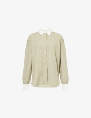 BARRIE: Oxford Stripe Long-Sleeve Cashmere-Blend Knitted Overshirt