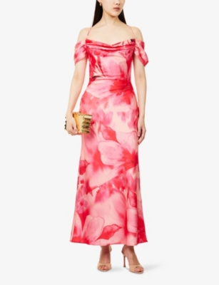 PRETTY LAVISH: Daria Floral-Print Satin Maxi Dress