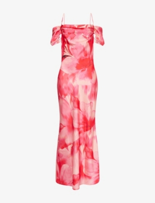 PRETTY LAVISH: Daria Floral-Print Satin Maxi Dress
