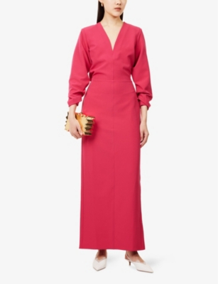 PRETTY LAVISH: Escala Long-Sleeve Crepe Maxi Dress