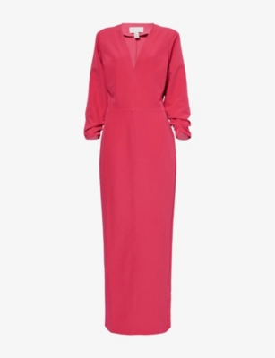 PRETTY LAVISH: Escala Long-Sleeve Crepe Maxi Dress