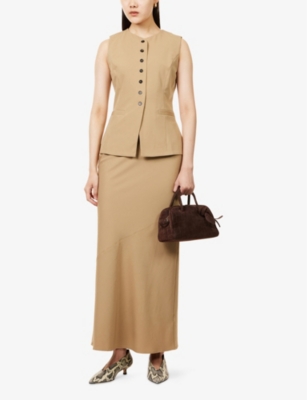 Pretty Lavish Womens Jean Bias-cut Woven Maxi Skirt Camel In Camel