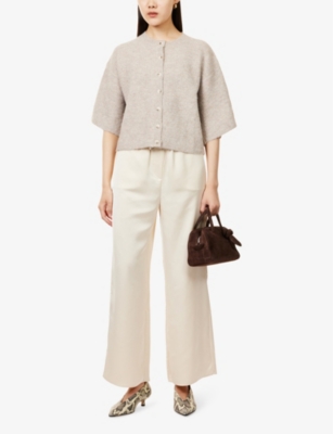 PRETTY LAVISH: Breya Wide-Leg Satin Trousers