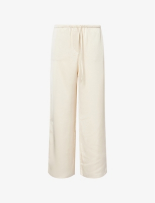 PRETTY LAVISH: Breya Wide-Leg Satin Trousers