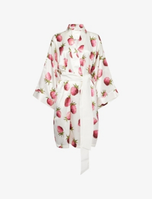OLIVIA VON HALLE: Mimi graphic-pattern silk robe