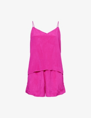 OLIVIA VON HALLE: Elle textured silk pyjama set