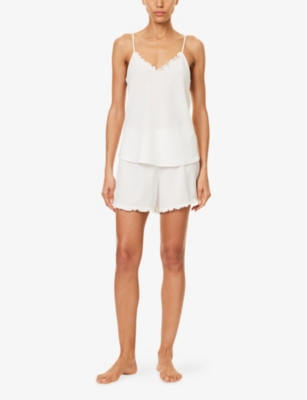 OLIVIA VON HALLE: Elle frilled silk pyjama set
