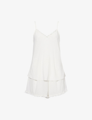 OLIVIA VON HALLE: Elle frilled silk pyjama set