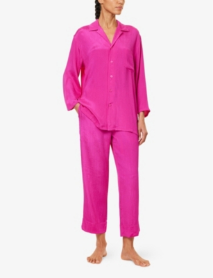 OLIVIA VON HALLE: Casablanca textured silk pyjama set