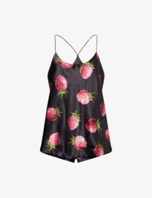 OLIVIA VON HALLE: Belle graphic-pattern silk pyjama set