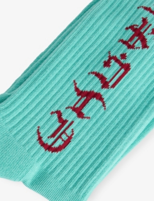 EDWIN EUROPE: Sweet Text-Intarsia Cotton-Blend Crew Socks