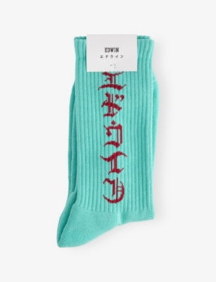 EDWIN EUROPE: Sweet Text-Intarsia Cotton-Blend Crew Socks