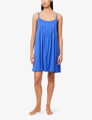 HANRO: Pleated Spaghetti-Strap Cotton Nightdress