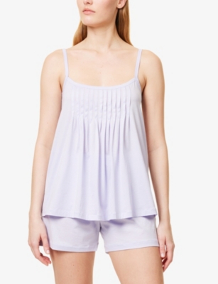 HANRO WOMENS HANRO PLEATED VEST AND SHORTS COTTON SET 