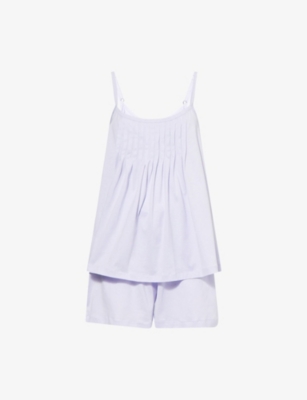 HANRO: Pleated Vest And Shorts Cotton Set