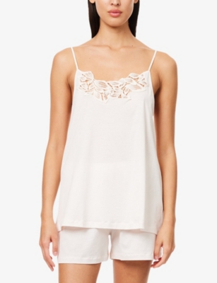 HANRO: Floral-Embroidered Cotton Short Pyjamas