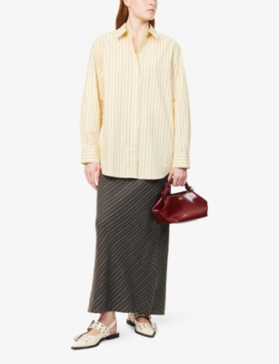 SAMSOE SAMSOE: Saagneta Pinstripe Linen Maxi Skirt