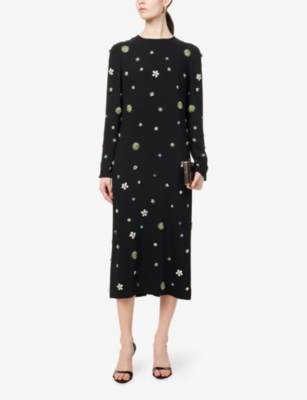 COSTARELLOS: Brionka Embellished Woven Maxi Dress