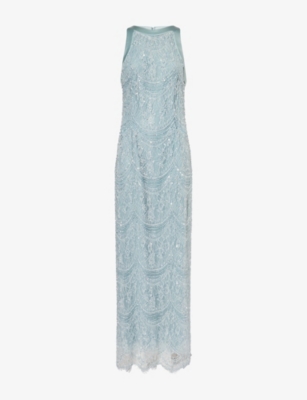 COSTARELLOS: Daphna Embroidered Woven Maxi Dress
