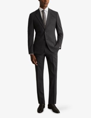 Reiss Mens Grey Promise Slim-fit Stretch Wool-blend Blazer