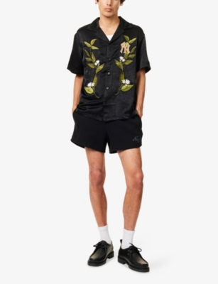 NEW ERA: Floral-Embroidered Satin Shirt