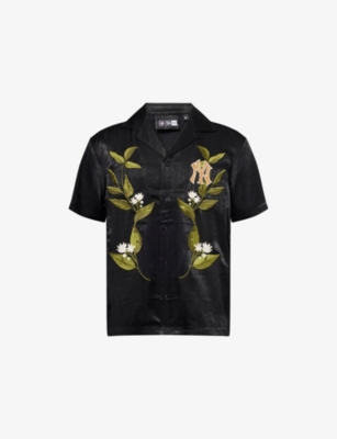 NEW ERA: Floral-Embroidered Satin Shirt