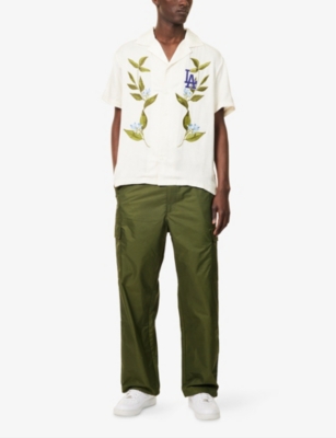 NEW ERA: L.A Dodgers Floral-Embroidered Woven Baseball Shirt