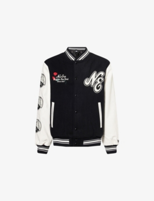NEW ERA: Patch Logo-Embroidered Cotton-Blend Varsity Jacket