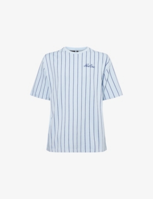 NEW ERA: Pinstripe Logo-Embroidered Cotton T-Shirt