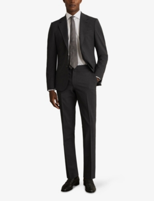 Reiss Mens Grey Promise Slim-fit Wool-blend Trousers