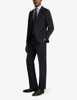 Reiss Mens Navy Seminar Slim-fit Woven Trousers In Multi