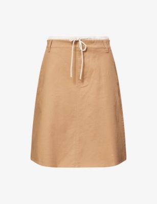 Vince Womens Sandbar Double-waistband Stretch-cotton Midi Skirt