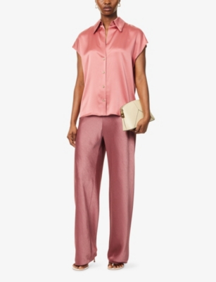 VINCE: High-Rise Wide-Leg Woven Trousers