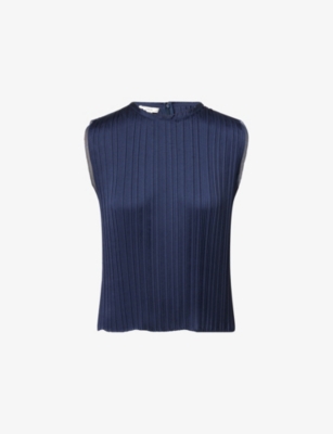 Vince Womens Coastal Pleated Sleeveless Woven Top