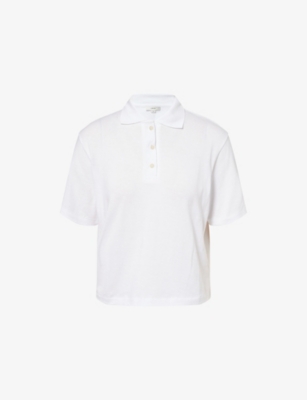 Shop Vince Womens Optic White Easy Short-sleeve Cotton Polo Shirt