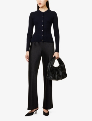 VINCE: Fluid Bias Wide-Leg High-Rise Satin Trousers