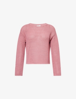 VINCE: Round-Neck Open-Knit Coated Cotton Jumper