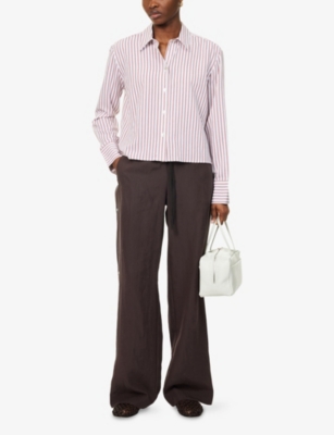 VINCE: Striped Crop Woven Shirt