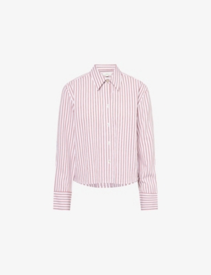 VINCE: Striped Crop Woven Shirt