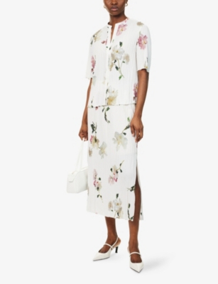 VINCE: Wilted Pleated Woven Midi Skirt